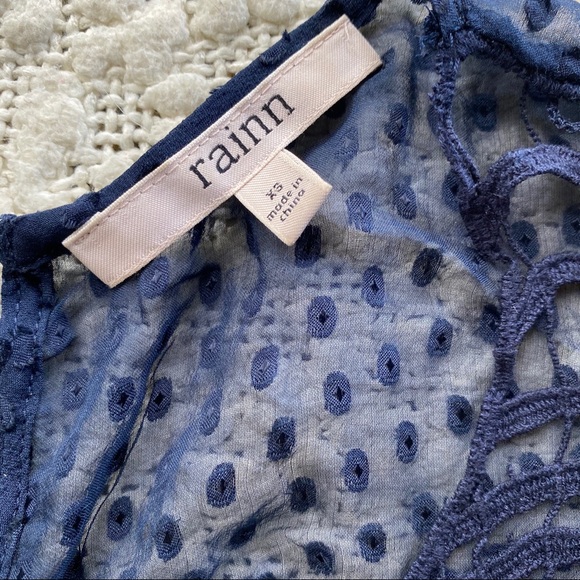 Rainn Floral Lace Swiss Dot Pleated Sheer Tunic XS - Picture 4 of 7